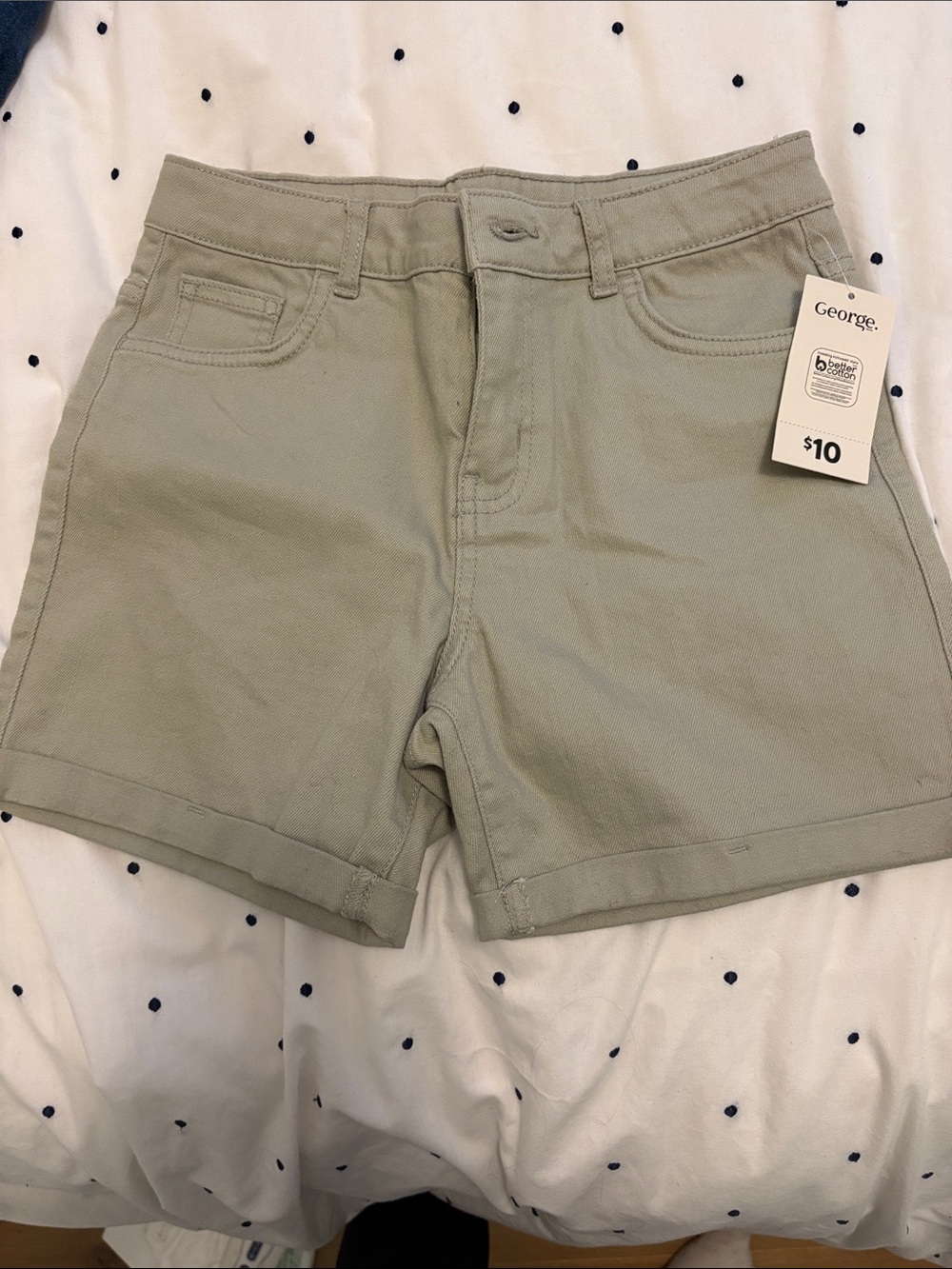 George Olive Green Cotton Jean Shorts